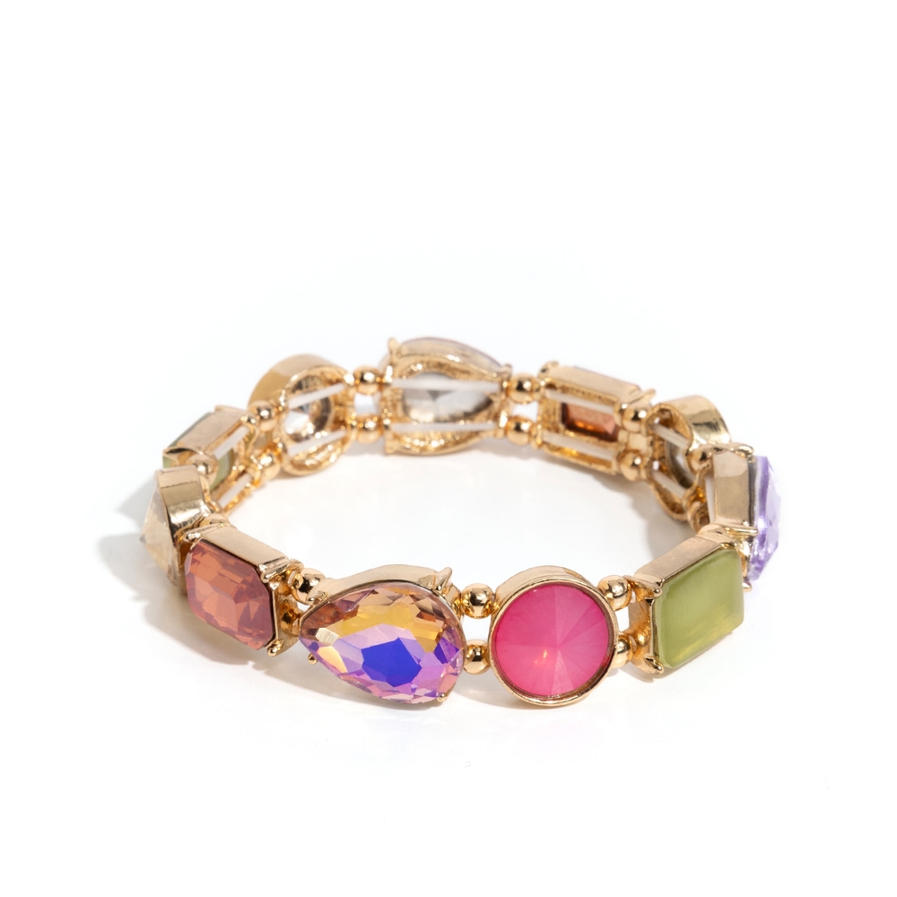 Elegant Multi-Color Gemstone Bracelet Vintage Validity Multi Stretchy Bracelet